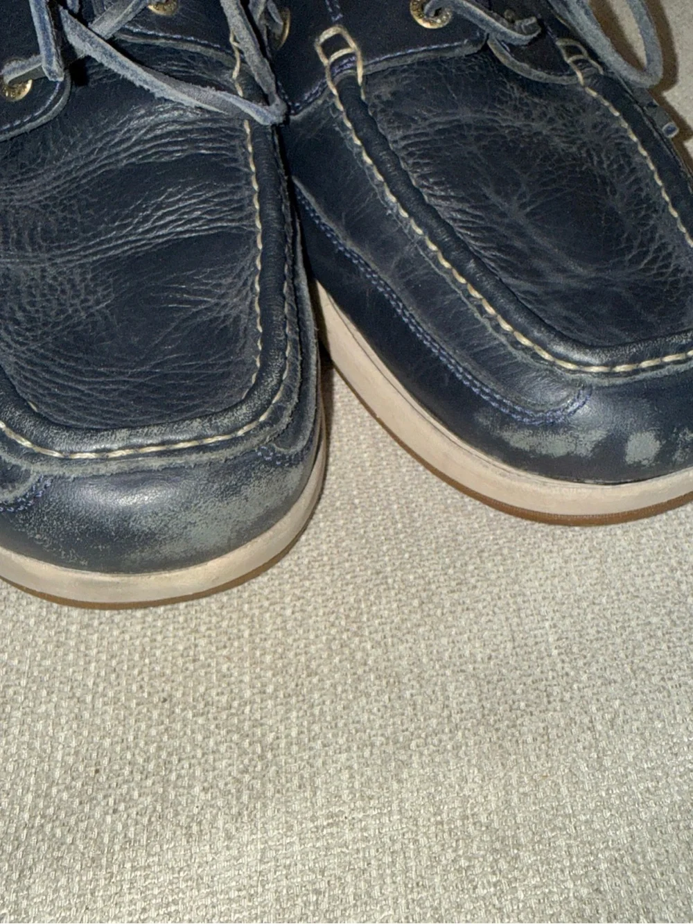 Tommy Bahama Relaxology Mens 12D Boat Shoe Navy Leather Casual Preppy TB7M00103